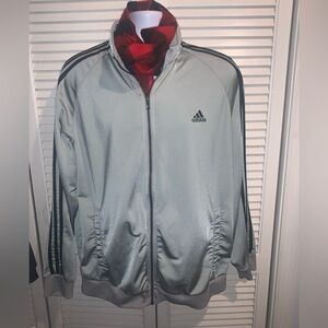 Adidas Athletic Light Weight Silver and black  Zip Up Jacket Size XL